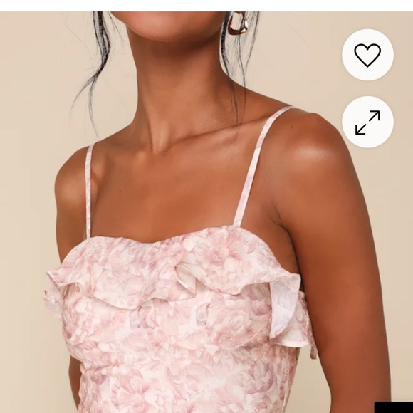 Lulus Cherished Sweetheart Dusty Pink Floral Bustier Midi Dress - Size XL - Picture 3 of 6